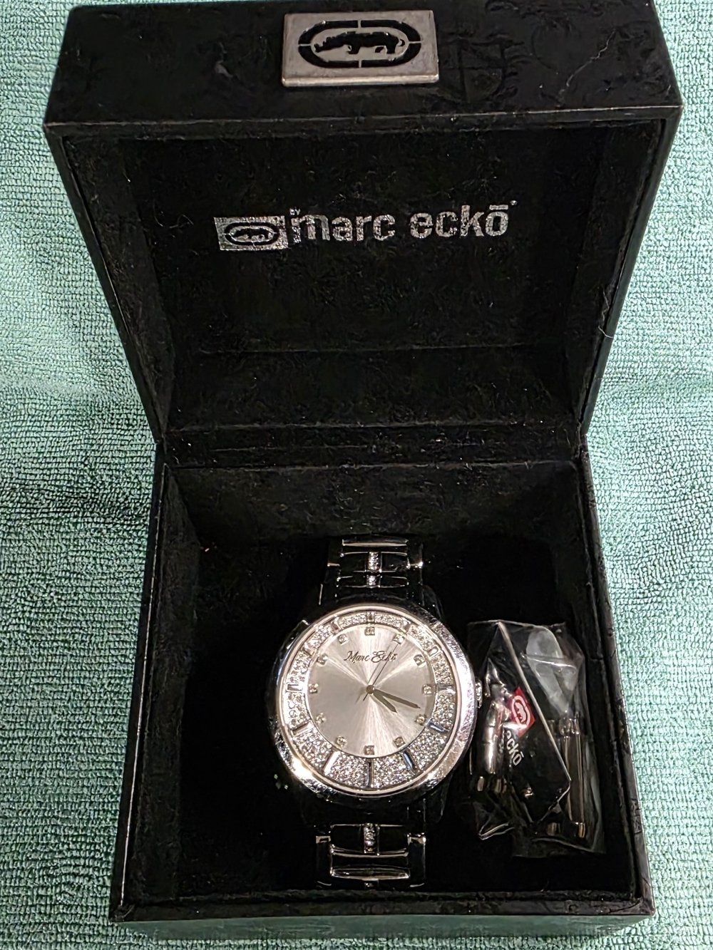Marc Ecko Men’s Silver-Tone Crystal Accent Watch With Stainless Steel Bracelet